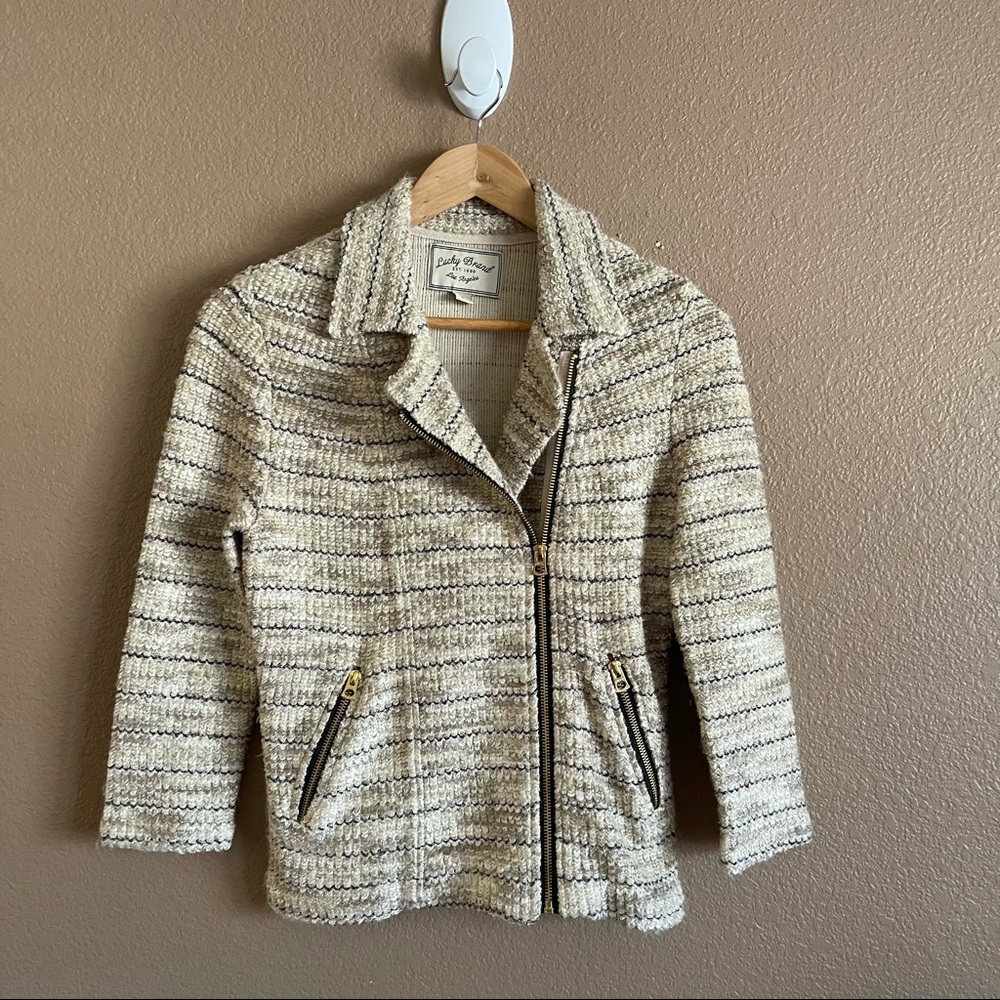 Lucky Brand Marled Knit Moto Biker Jacket Size Small
